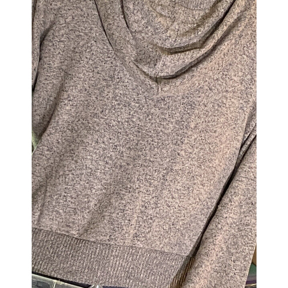 No Frills Womens Long Sleeve Soft Taupe Burnout Crop Drawstring Hoodie Size S - Picture 7 of 7